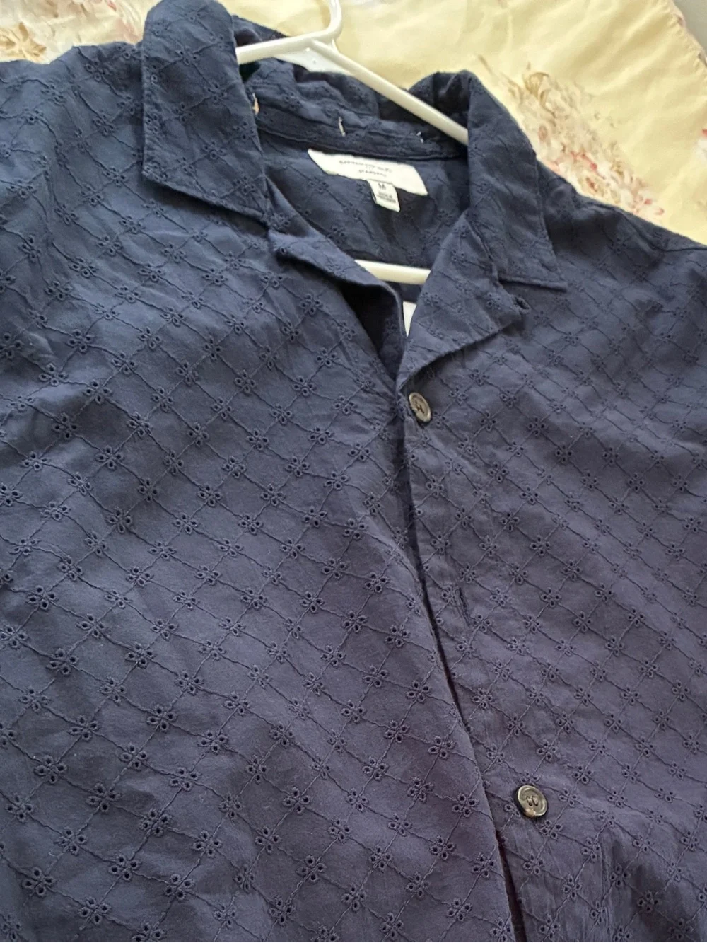 Banana Republic Navy Eyelet Casual Button-Down Shirt